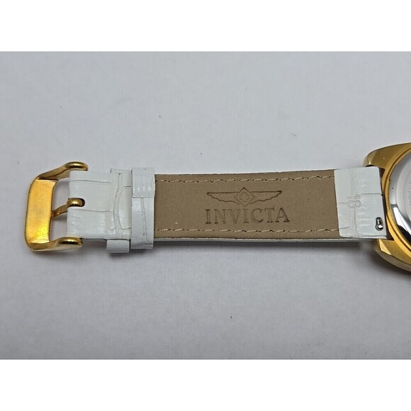 Invicta Angel 15004 Quartz 37mm MOP Dial Gold Tone Bezel Leather New Battery